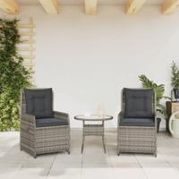 Tuinstoelen 2 st verstelbaar poly rattan grijs - thumbnail