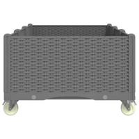 Plantenbak met wielen 150x80x54 cm polypropeen lichtgrijs - thumbnail