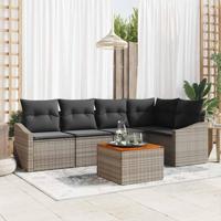 Tuinbankenset met kussen 6 pcs Grijs poly rattan - thumbnail