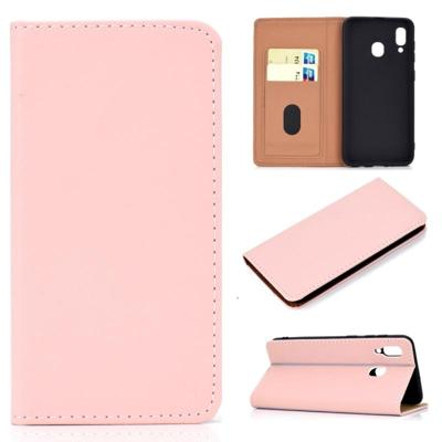 Voor Galaxy A30 effen kleur magnetische horizontale Flip lederen draagtas met kaartsleuf & houder (roze) Voor Galaxy A30 effen kleur magnetische horizontale Flip lederen draagtas met kaartsleuf & houder (roze)