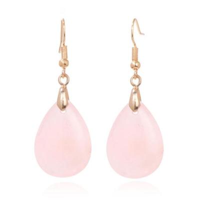 Goudkleurige Oorbellen voor Dames met Druppelvormige Roze Kwarts Hanger