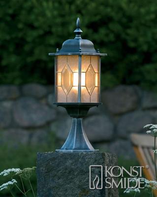 Staande buitenlamp Spaarlamp E27 75 W Konstsmide Milano 7246-759 Zwart, Zilver
