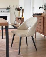 Kave Home Eetkamerstoel 'Mael' Chenille, kleur Beige - thumbnail