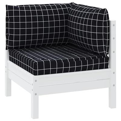Palletkussens 3 st ruitpatroon oxford stof zwart - thumbnail