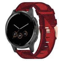 By Qubix - Compatible met Garmin Venu 3s / Vivoactive 4s / Venu 2s / Vivomove 3s / Forerunner 255s - Canvas nylon bandje - Rood - Compatible Garmin bandje - thumbnail