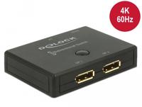 DeLOCK displayport 2 - 1 switch bidirectional 4k 60 hz displayport switch (zwart) - thumbnail