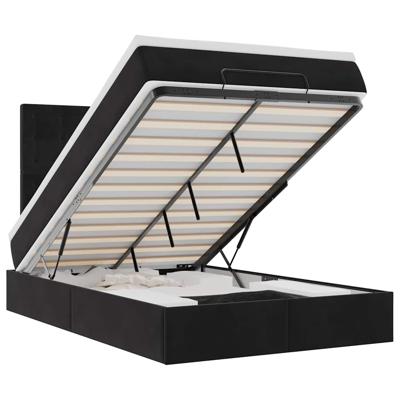 Ottoman bed met matrassen en LED's 140x190cm fluweel zwart - thumbnail