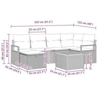 Tuinbankenset met kussen met opslag 7 pcs Grijs poly rattan - thumbnail