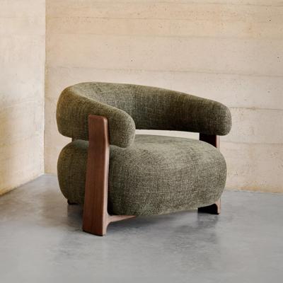 Kave Home Granite fauteuil chenille Groen/walnoot Kave Home Granite fauteuil chenille Groen/walnoot