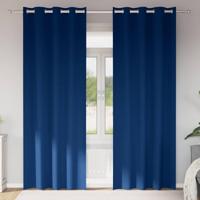 VidaXL Zwart-out gordijnen met ringen 2 pcs donkerblauw 245 x 140 cm - thumbnail