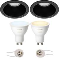 Pragmi Minko Pro - Inbouw Rond - Mat Zwart - Verdiept - Ø90mm - Philips Hue - LED Spot Set GU10 - White Ambiance - Bluetooth - thumbnail