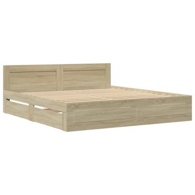 Bedframe met hoofdeinde bewerkt hout sonoma eiken 180x200 cm - thumbnail