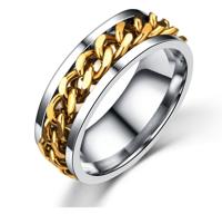 Punk Rock RVS Rotatable ketting ringen ring maat: 7 (goud) - thumbnail