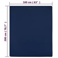 VidaXL Hoeslaken jersey 160x200 cm katoen marineblauw - thumbnail