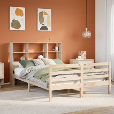 Bed met boekenkast zonder matras massief grenenhout 120x200 cm