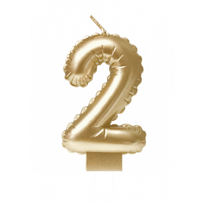 Folie Ballon Kaarsje Cijfer &apos;2&apos; Goud