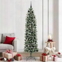 VidaXL Kunstmatige slanke kerstboom met 300 led groen en wit 210 cm - thumbnail