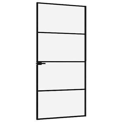 VidaXL Binnendeur 93x201,5 cm gehard glas en aluminium smal zwart