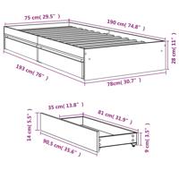 Bedframe met lades bewerkt hout grijs sonoma eiken 120x200 cm - thumbnail