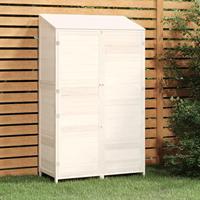 VidaXL Tuinschuur 102x52x174,5 cm massief vurenhout wit - thumbnail