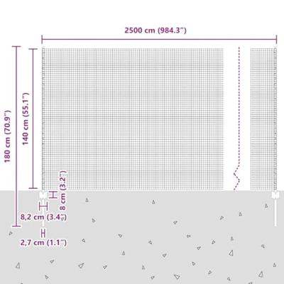 VidaXL Hek met paal zilver 1,4 x 25 m staal