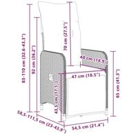 Tuinstoelen 2 st verstelbaar met kussens poly rattan grijs - thumbnail