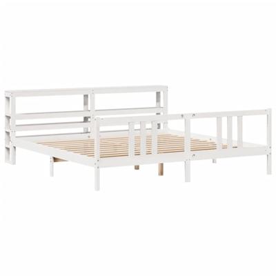 Bedframe met hoofdeinde zonder matras 200x200 cm wit