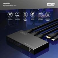 Digitus DS-55333 HDMI-switch 3 + 1 poorten LED-weergave, Met afstandsbediening, Ultra HD-geschikt, Met metalen behuizing, Individueel schakelbaar, Met - thumbnail