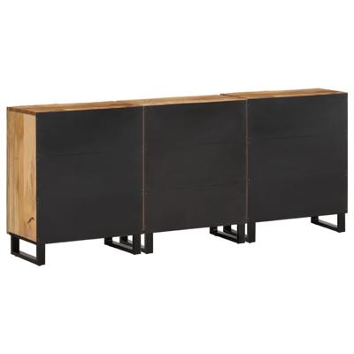 Dressoirs 3 st 60x34x75 cm massief ruw mangohout