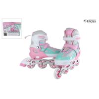 Street Rider inline skates roze/groen verstelbaar maat 29-32 - thumbnail