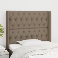 Hoofdbord met randen 93x16x118/128 cm stof taupe - thumbnail