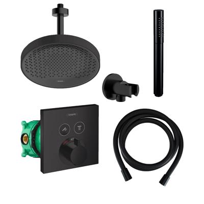 Hansgrohe Rainfinity Regendoucheset met Plafondarm Powderrain 250 Mat Zwart Hansgrohe Rainfinity Regendoucheset met Plafondarm Powderrain 250 Mat Zwart