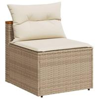 Tuinbanken 2 st zonder armleuning met kussens poly rattan beige - thumbnail
