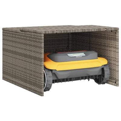 Garage voor robotmaaier 86x90x52/57 cm poly rattan grijs - thumbnail