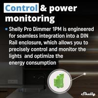 Shelly Shelly Pro Dimmer 1PM DIN-railrelais Bluetooth, WiFi - thumbnail