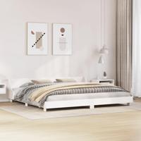 Bedframe met hoofdbord massief grenenhout wit 180x200 cm - thumbnail