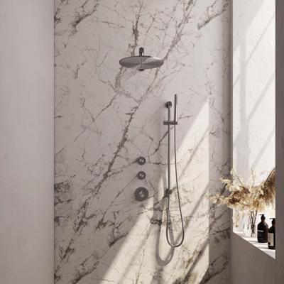 Brauer Brushed Carving Thermostatische Regendoucheset Inbouw - Hoofddouche 30 cm - Rechte Wandarm - Handdouche Staaf - Doucheslang - Geintegreerde Glijstang - Rvs