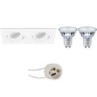 GU10 Inbouwspot Set - Mat Wit - Inbouw Rechthoek Dubbel - Kantelbaar - Philips - MASTER 927 36D VLE - DimTone Dimbaar - Pragmi Borny Pro - 3.7W - Warm Wit 2200K-2700K - 175x92mm - thumbnail