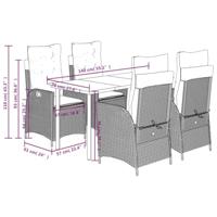 5-delige Tuinset met kussens poly rattan grijs - thumbnail