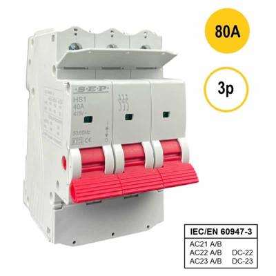 HS1 lastscheider 3 polig 80A hoofdschakelaar werkschakelaar lastschakelaar Voor AC en DC stroom