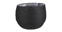 Mica Decorations Bloempot - rotan - zwart - jute - 22 x 19 cm - Plantenpotten - thumbnail