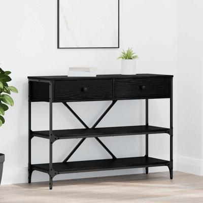 Wandtafel met lade met plank Zwart eiken Bewerkt hout
