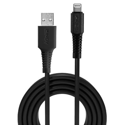 LINDY 31320 USB-kabel USB 2.0 Apple Lightning stekker, USB-A stekker 1.00 m Zwart