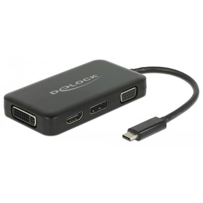 Delock 63929 Adapter USB Type-C male > VGA / HDMI / DVI / DisplayPort female zwart Delock 63929 Adapter USB Type-C male > VGA / HDMI / DVI / DisplayPort female zwart
