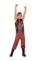 Punk Rocker Kostuum Meisje Tartan - thumbnail
