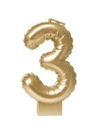 Foil balloon candle gold 3 | 4 stuks - thumbnail