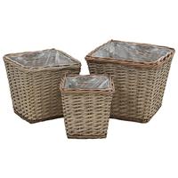 VidaXL Plantenbakken verhoogd 3 st wicker met pe-voering - thumbnail
