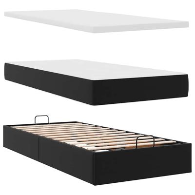 Ottoman bed met matras 180x200cm kunstleer zwart