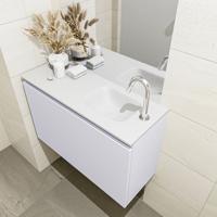 MONDIAZ OLAN 80cm toiletmeubel cale. LEX wastafel talc rechts 1 kraangat - thumbnail