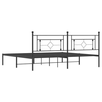 Bedframe met hoofdbord metaal zwart 193x203 cm